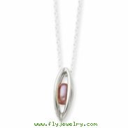 Sterling Silver Floating Small Pink Pearl Pendant chain