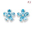 Sterling Silver Flower Blue Topaz Earrings