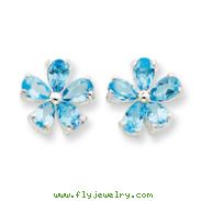 Sterling Silver Flower Blue Topaz Earrings