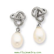 Sterling Silver Freshwater Cultured Pearl Cubic Zirconia Post Earrings