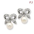 Sterling Silver Freshwater Cultured Pearl Cubic Zirconia Post Earrings