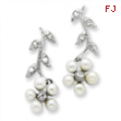Sterling Silver Freshwater Cultured Pearl CZ Post Earrings