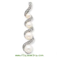 Sterling Silver Freshwater Pearl CZ Pendant