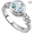 Sterling Silver Genuine Aquamarine And Hi I2 Diamond Ring