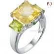 Sterling Silver Genuine Lime Quartz Periodt And Chrome Diopside Ring