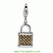 Sterling Silver Gold-plated 3-D Fishing Basket With Lobster Clasp Charm