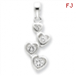 Sterling Silver Graduated CZ Heart Pendant