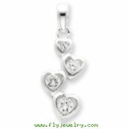 Sterling Silver Graduated CZ Heart Pendant