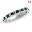 Sterling Silver Green & White CZ Eternity Band ring