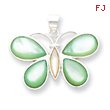 Sterling Silver Green & White Shell Butterfly Pendant