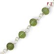 Sterling Silver Green Beads With Heart Anklet