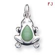 Sterling Silver Green Cats Eye Frog Charm