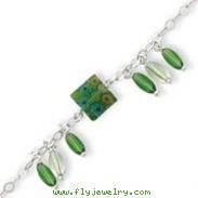 Sterling Silver Green Crystal Bracelet