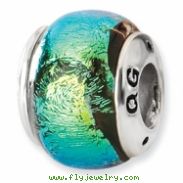 Sterling Silver Green Dichroic Glass Bead
