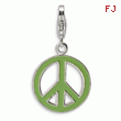 Sterling Silver Green Enameled Peace Symbol With Lobster Clasp Charm