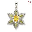 Sterling Silver Green, Yellow & Clear CZ Pendant