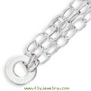 Sterling Silver Hammered Dangles Multi-Chain Bracelet