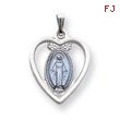 Sterling Silver Heart Blue Epoxy Miraculous Medal