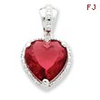 Sterling Silver Heart Red CZ Pendant