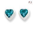 Sterling Silver Heart-Shaped Light Blue CZ Earrings
