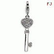 Sterling Silver Heart Top Cubic Zirconia Key With Lobster Clasp Charm
