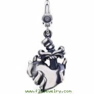 Sterling Silver Heart With Dagger And Flame Charm