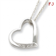 Sterling Silver Heart with Diamond Necklace chain