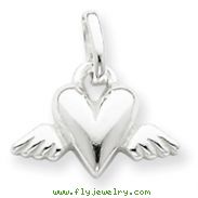 Sterling Silver Heart With Wings Charm