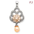 Sterling Silver Imitation Pearl And CZ Pendant