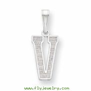 Sterling Silver Initial V Charm