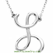 Sterling Silver L 16" Polished SCRIPT INITIAL NECKLACE