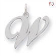 Sterling Silver Large Fancy Script Initial W Charm