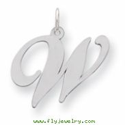 Sterling Silver Large Fancy Script Initial W Charm