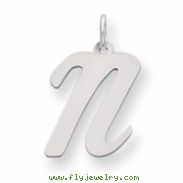 Sterling Silver Large Script Intial N Charm