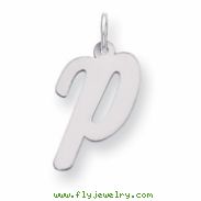 Sterling Silver Large Script Intial P Charm