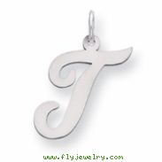 Sterling Silver Large Script Intial T Charm