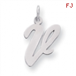 Sterling Silver Large Script Intial V Charm