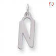 Sterling Silver Large Slanted Block Initial N Charm