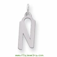 Sterling Silver Large Slanted Block Initial N Charm