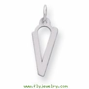 Sterling Silver Large Slanted Block Initial V Charm