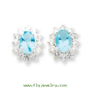 Sterling Silver Light Blue and Clear Cubic Zirconia Earrings