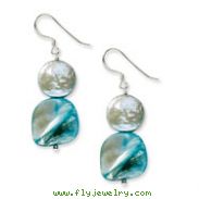 Sterling Silver Light Blue Mother of Pearl & Fresh Water Cultured Pearl Earrings