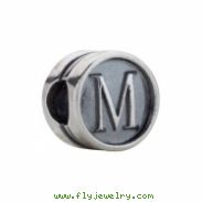 Sterling Silver M Kera Alphabet Cylinder Bead Ring Size 6