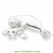 Sterling Silver Manatee with Baby Charm