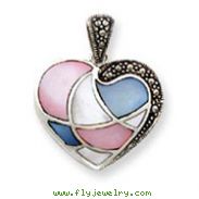 Sterling Silver Marcasite And Enameled Pendant