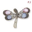 Sterling Silver Marcasite and Mother of Pearl CZ Butterfly Pin