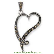 Sterling Silver Marcasite Heart Pendant