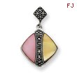 Sterling Silver Marcasite Pink And Yellow Mother Of Pearl Pendant