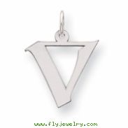 Sterling Silver Medium Artisian Block Initial V Charm