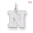 Sterling Silver Medium Block Intial N Charm